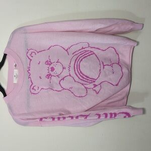 H&M Care Bear Sweater Pink Cheer Bear Jacquard-knit Girls Size 12-14 ~Women's S